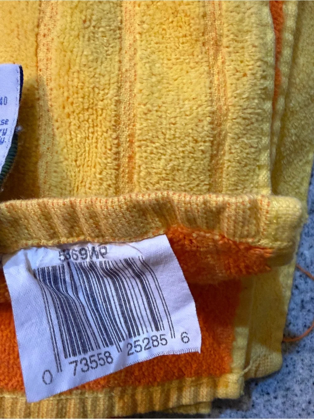 Vtg Franco Palm Cove Beach Towel Yellow Orange Reversible Retro Neon Sun 80s 90s